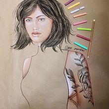 Ilustración con pastel y lápices de colores . Desen artistic, Desen de portret & Ilustrație tradițională de Grecia Torres - 05.02.2020