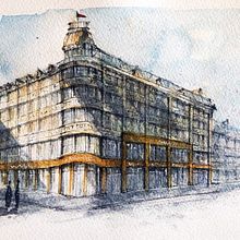 Mi Proyecto del curso: Dibujo arquitectónico con acuarela y tinta. Sketching project by Nadia Ham - 05.04.2020