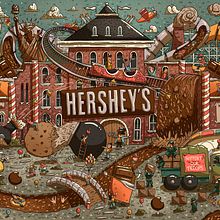 Hershey's Chocolate World. Traditional illustration, and Digital Illustration project by Victor Beuren - 05.04.2017