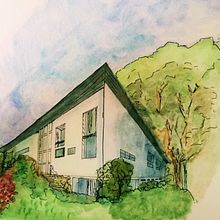 Mi Proyecto del curso: Villa Planchart en tinta y acuarela. Architecture project by Ad Nu - 05.09.2020