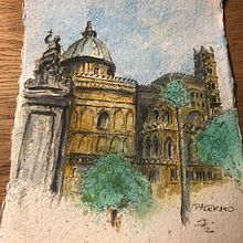 Palermo cathedral. Watercolor Painting project by Ed - 05.05.2020