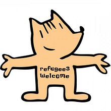 Stencil Welcome refugees. Un proyecto de Arte urbano, Br, ing e Identidad, Collage y Diseño gráfico de Javier Villasante - 05.05.2020