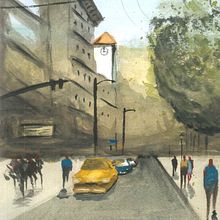 Mi Proyecto del curso: Paisajes urbanos en acuarela . Arhitectură și Pictură în acuarelă de Oscar Ramos - 05.03.2020