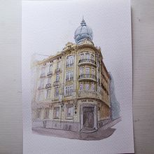 Mi Proyecto del curso: Dibujo arquitectónico con acuarela y tinta . Pictură în acuarelă de Bocana Creativa - 05.07.2020