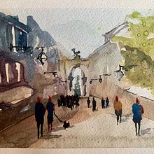 Mi Proyecto del curso: Paisajes urbanos en acuarela. Architecture, Street Art, and Watercolor Painting project by Viviana Rojas - 05.09.2020