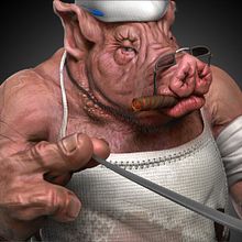 Butcher Pig. Un progetto di 3D, Character design, Character design 3D e Modellazione 3D di Daniel Carvalho - 09.05.2020