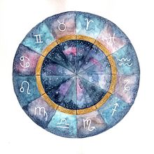 CARTA ASTRAL . Pintura em aquarela projeto de pat mendo - 10.05.2020