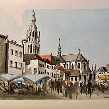 "Tribute to Breda"-watercolor+ink - 30,5x45,5. Watercolor Painting project by Bruno Bianchi - 05.10.2020