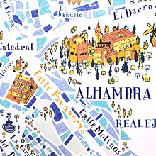 Mapa de Granada.. Un proyecto de Ilustración tradicional e Ilustración digital de Ángela Alcalá Alcalde - 11.03.2019