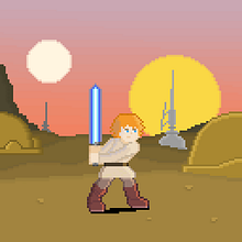Mi Proyecto del curso: Luke Skywalker en un atardecer en Tatooine . Pengembangan Game, Desain Karakter, Dan Seni Piksel proyek oleh Arturo Ñ - 05.12.2020