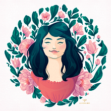  Retrato ilustrado com elementos botânicos. Un progetto di Disegno e Disegno digitale di marianamimura - 14.05.2020