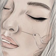 Hummingbird. Portrait Drawing, Traditional illustration, Digital Illustration, and Vector Illustration project by Alba Sánchez - 03.04.2020