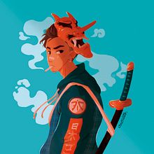 Oni mask Boy. Un progetto di Disegno, Disegno digitale, Character design, Illustrazione tradizionale e Illustrazione digitale di Sara Vilà Cardona - 18.05.2020