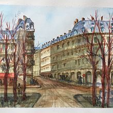  View from the Sorbonne, Paris, France. Watercolor Painting project by Murthy Sudhakar - 05.18.2020