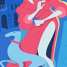 A Lady and her Greyhound. Character Design, Digital Illustration, and Traditional illustration project by Joana Neves - 12.02.2019