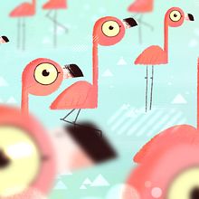 Flamingos. Character Design, and Traditional illustration project by Cris Tamay - 05.14.2020