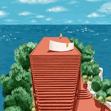 Casa Malaparte. Architecture, Concept Art, Traditional illustration, Architectural Illustration, and Digital Illustration project by Félix Díaz de Escauriaza - 02.01.2020
