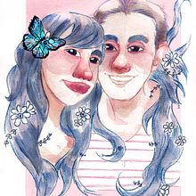 Primera cita. Portrait Drawing, Traditional illustration, Watercolor Painting, and Photo Retouching project by As Chaires - 05.19.2020