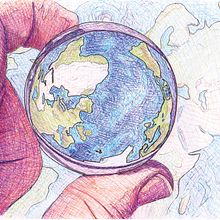 El mundo en mi mano (dibujo con bolígrafos de colores). Creativit, Drawing, Realistic Drawing, and Traditional illustration project by Eduardo Martínez Sotillos - 05.19.2020