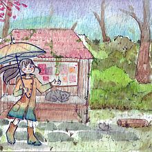 Tarde lluviosa. Traditional illustration, Watercolor Painting, and Photo Retouching project by As Chaires - 05.13.2020