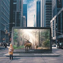 Surrealistic Photomontage: "A Laptop in New York". Photographic Composition, Photograph, and Post-production project by Matteo Candelaresi - 05.22.2020