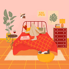 Quarantine mood. Projekt z dziedziny Trad, c, jna ilustracja, Ilustracja c i frowa użytkownika Agustina Míguez - 23.05.2020