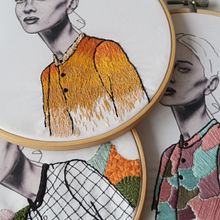 Una ilustración, distintos bordados. Arts, Crafts, Embroider, Drawing, Pencil Drawing, Portrait Drawing, Realistic Drawing, and Digital Illustration project by Yamila Yjilioff - 11.20.2017