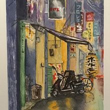 Noche Tokio. Watercolor Painting project by santiagofalcone - 05.24.2020