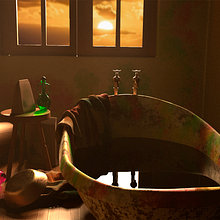 Howl´s moving Castle bathroom. 3D, Concept Art, 3D Design, and 3D Modeling project by Cristina Pelayo Álvarez - 05.25.2020