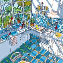 Italian Kitchen in the Mediterranean Light. Un proyecto de Ilustración arquitectónica, Ilustración tradicional y Arquitectura interior de Carlo Stanga - 25.05.2020