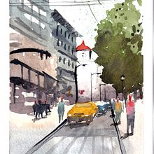 Mi Proyecto del curso: Paisajes urbanos en acuarela. Architecture, and Watercolor Painting project by Nadia Ham - 05.28.2020