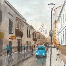 Mi Proyecto: Calle Nicolás Ortiz, Sucre Capital de Bolivia. Watercolor Painting project by Carlos Fernando Moscoso Aldayuz - 05.28.2020