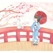 Mi Proyecto del curso: Ilustración en acuarela con influencia japonesa. Traditional illustration, and Watercolor Painting project by Sandra Gloria - 05.28.2020