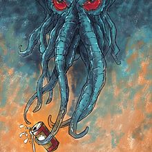 Cthulhu & beers. Traditional illustration project by Javier Díaz González - 03.28.2020
