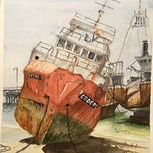 Cementerio de Barcos. Watercolor Painting project by santiagofalcone - 06.03.2020