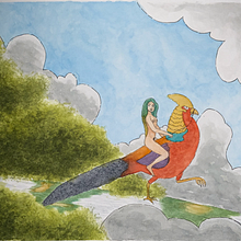 Amazona sobre faisán dorado. Un progetto di Belle arti e Illustrazione tradizionale di Jorge Diez Recio - 01.07.2020