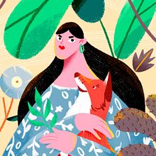 "WOMAN IN NATURE" - Mi Proyecto del curso: Ilustración flat con Photoshop Ein Projekt aus dem Bereich Traditionelle Illustration, Digitale Illustration und Digitale Malerei von Javier Dominguez - 05.06.2020