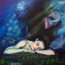 Chica azul / Blue Girl. Een project van  Beeldende kunst, Schilderij y  Olieverfschilderij van Lelia Fabiana Perez - 07.06.2020