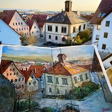 Old Rathaus From My Window. Painting, Traditional illustration, Sketchbook, Sketching, and Watercolor Painting project by Rene Enriquez - 06.07.2020