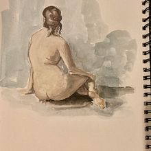 Human figure sketch in poster paint. Traditional illustration project by Alessandra Cesarato - 10.09.2020