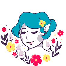 Meu projeto do curso: Retrato ilustrado com elementos botânicos. Un progetto di Disegno digitale di Gabriela Marul - 09.06.2020