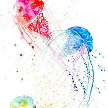 Meu projeto jellyfish do curso: Técnicas modernas de aquarela. Un proyecto de Dibujo artístico, Ilustración tradicional y Pintura a la acuarela de Vanessa Teixeira - 11.06.2020