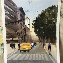 My projects (two pics) in Urban Landscapes in Watercolor course. Un progetto di Illustrazione tradizionale di nuisance - 14.06.2020