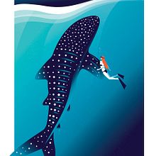 Whale and Girl. Digital Illustration, and Traditional illustration project by Pietari Posti / Studio Posti - 06.14.2019