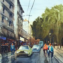 Ejercicio acuarela calle en Córdoba 24x32 cm. Andrés Michaeli. Een project van Aquarelschilderen van prografika - 14.06.2020