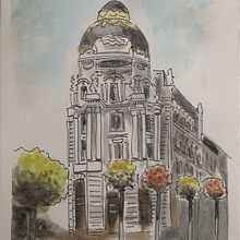 Mi Proyecto del curso: Dibujo arquitectónico con acuarela y tinta. Watercolor Painting project by Marie Loh - 06.15.2020