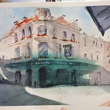 My project in Architectural Sketching with Watercolor and Ink course. Watercolor Painting project by Laura Perrachon - 06.15.2020
