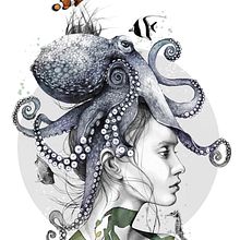 Octopus Vulgaris Illustration. Digital Illustration, Traditional illustration, Pencil Drawing, and Watercolor Painting project by Amy Pearson - 11.06.2020