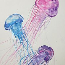 Jellyfish. Watercolor Painting project by Janet - 06.23.2020