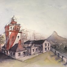 My project in Architectural Sketching with Watercolor and Ink course. Watercolor Painting project by Mandy Katz - 06.23.2020
